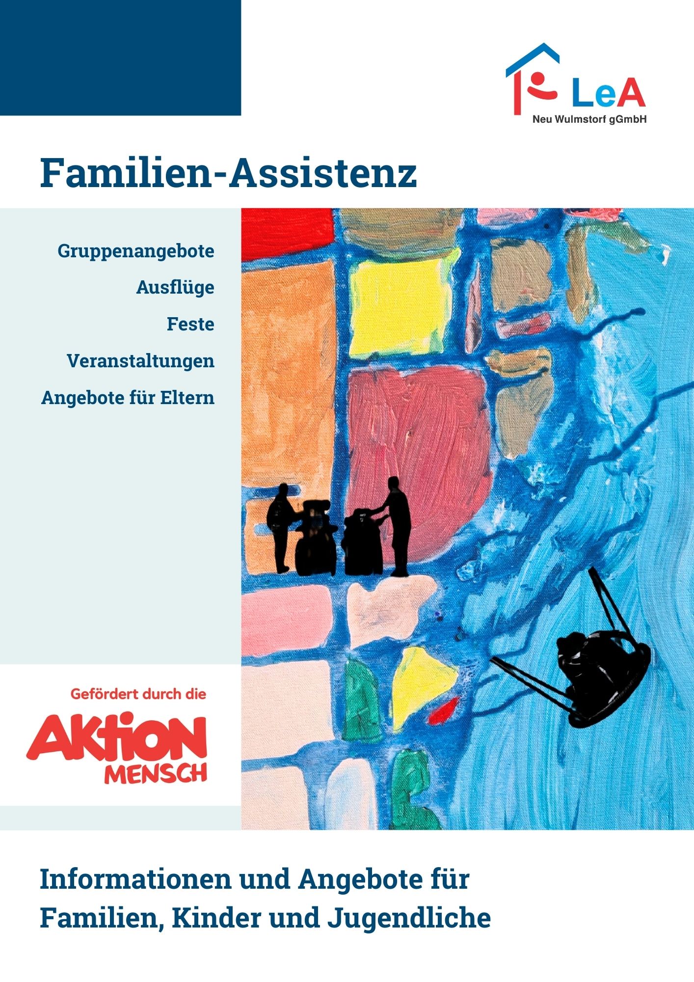 Titelblatt vom Angebots-Heft Familien-Assistenz der LeA Neu Wulmstorf gGmbH