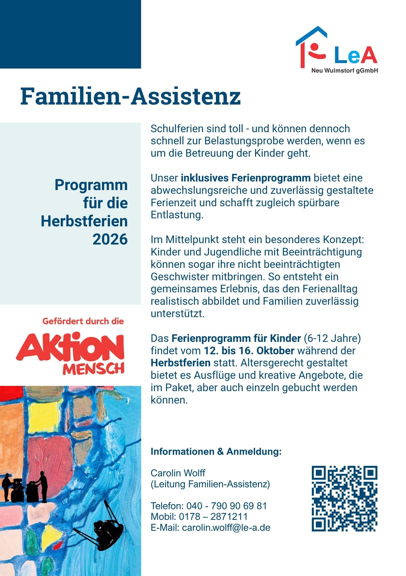 Familienassistenz Programm für die Herbstferien